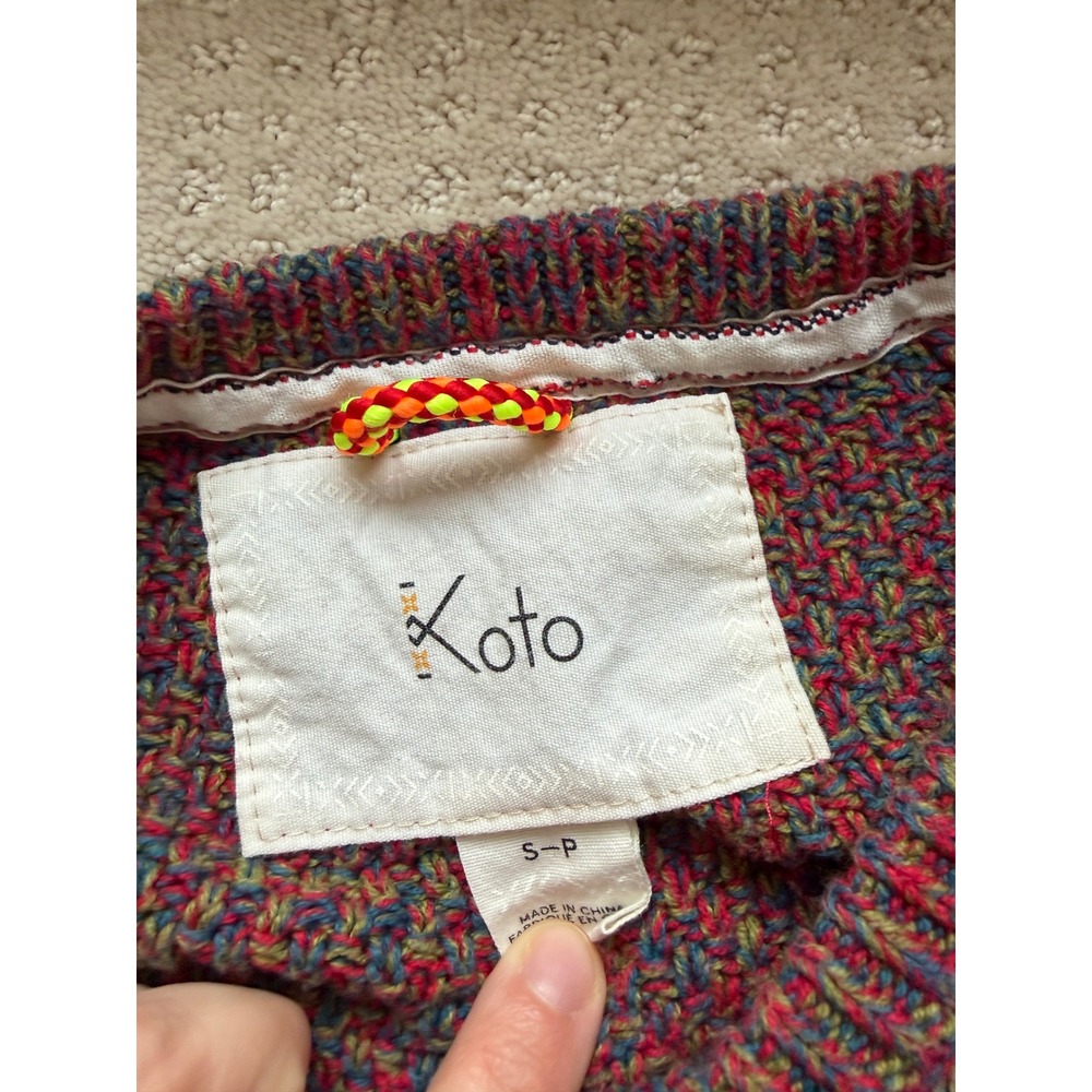 Koto Sweater Small Multicolor Raglan Waffle Knit Eclectic Grandpa Retro Gorpcore - Picture 5 of 7